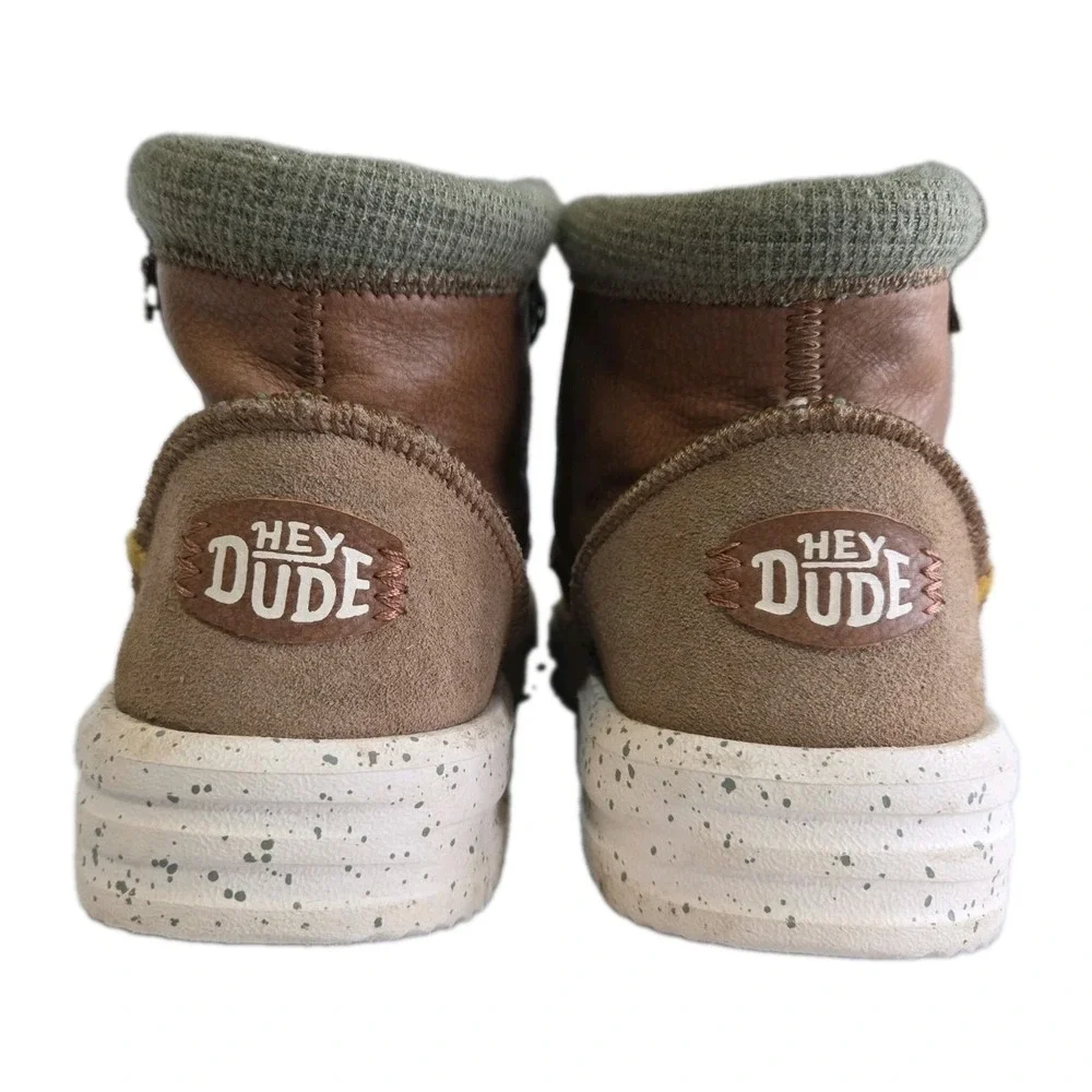 Hey Dude Boot Boys Sz 2  Leather Comfort Green Bradley Lightweight Walnut